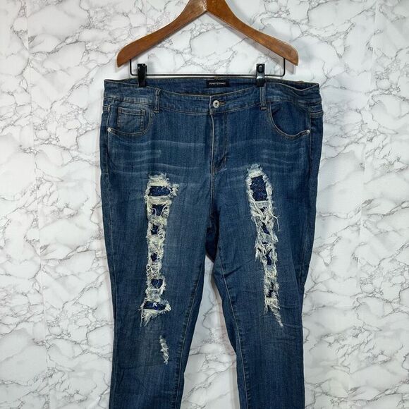 Ashley Stewart Women’s Plus Jeans sz 18 Denim Stretch Distressed #F491 - Picture 6 of 8
